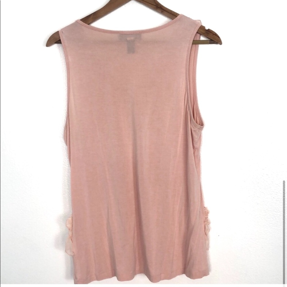 Cable & Gauge Light pink ruffle blouse sz large - Picture 2 of 3